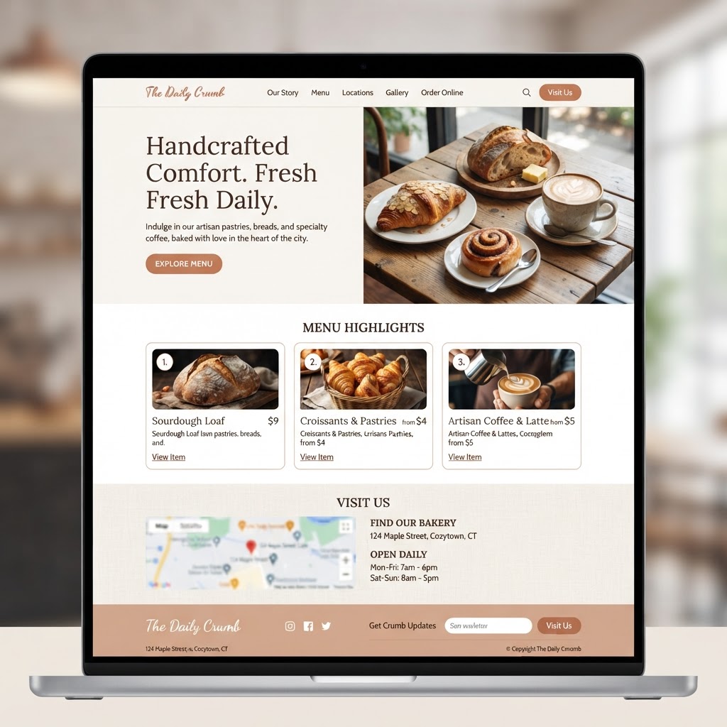 Bakery & Cafe website, sample design work