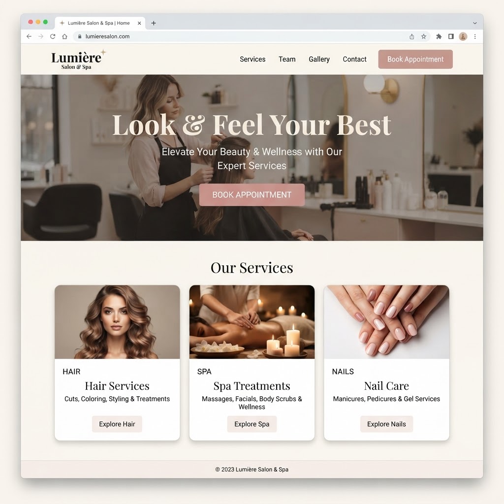 Salons & Spas website example
