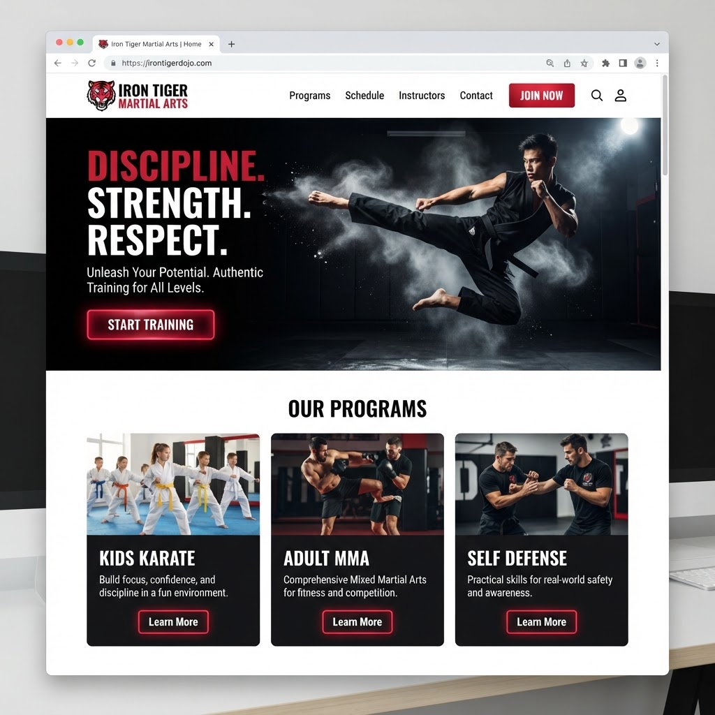 Martial Arts Studios website example
