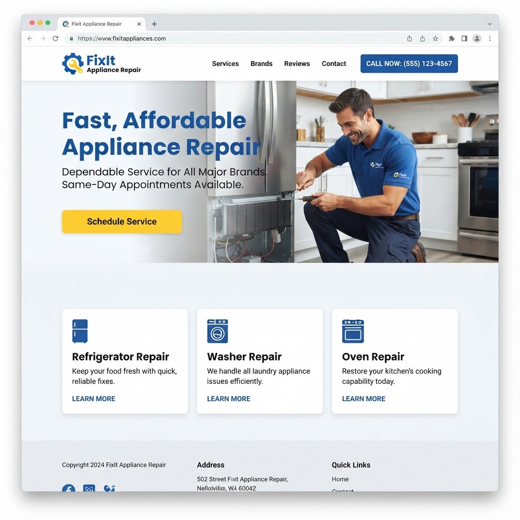 Appliance Repair website example