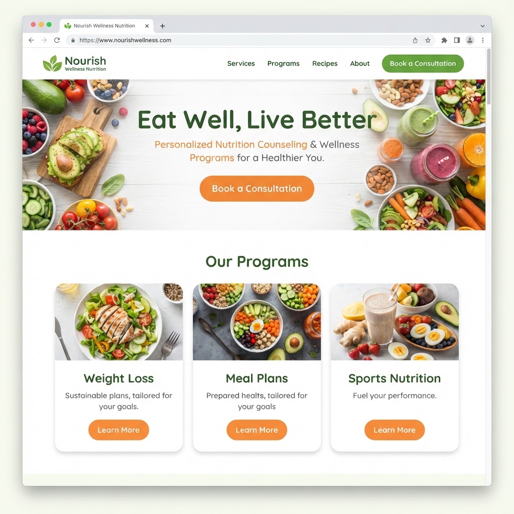 Nutritionists & Dietitians website example