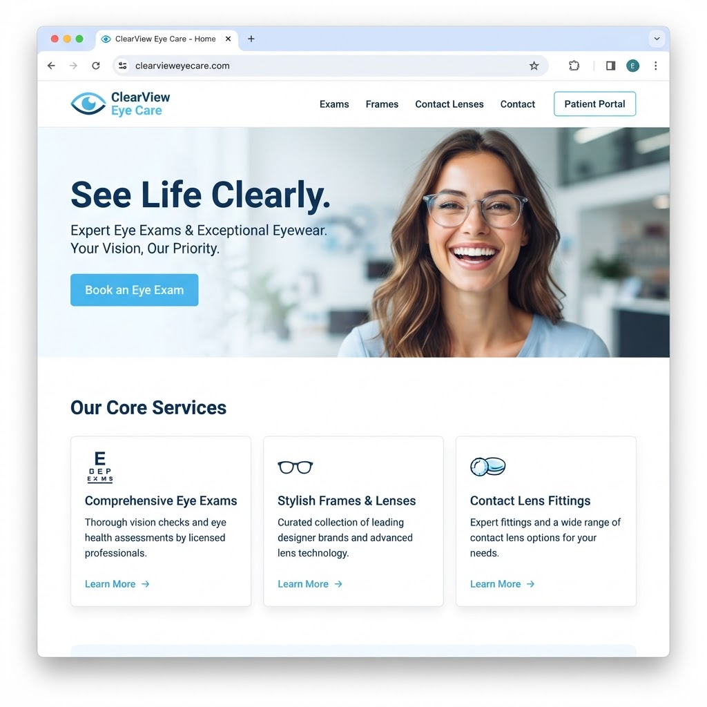 Eye Care & Optometry website example