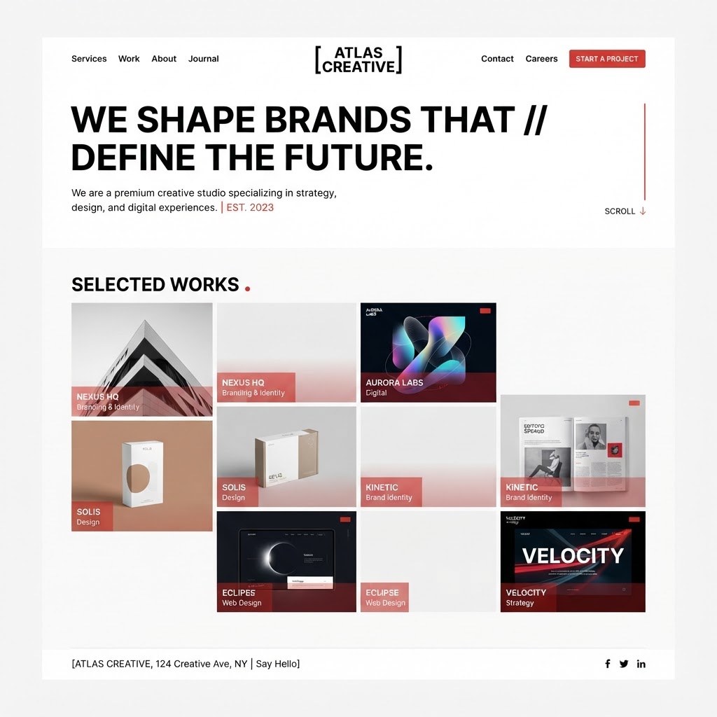 Creative Agency website, sample design work