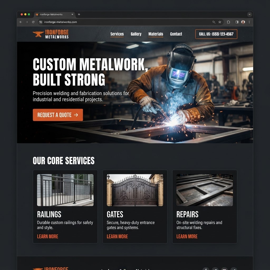 Welding & Metal Fabrication website example