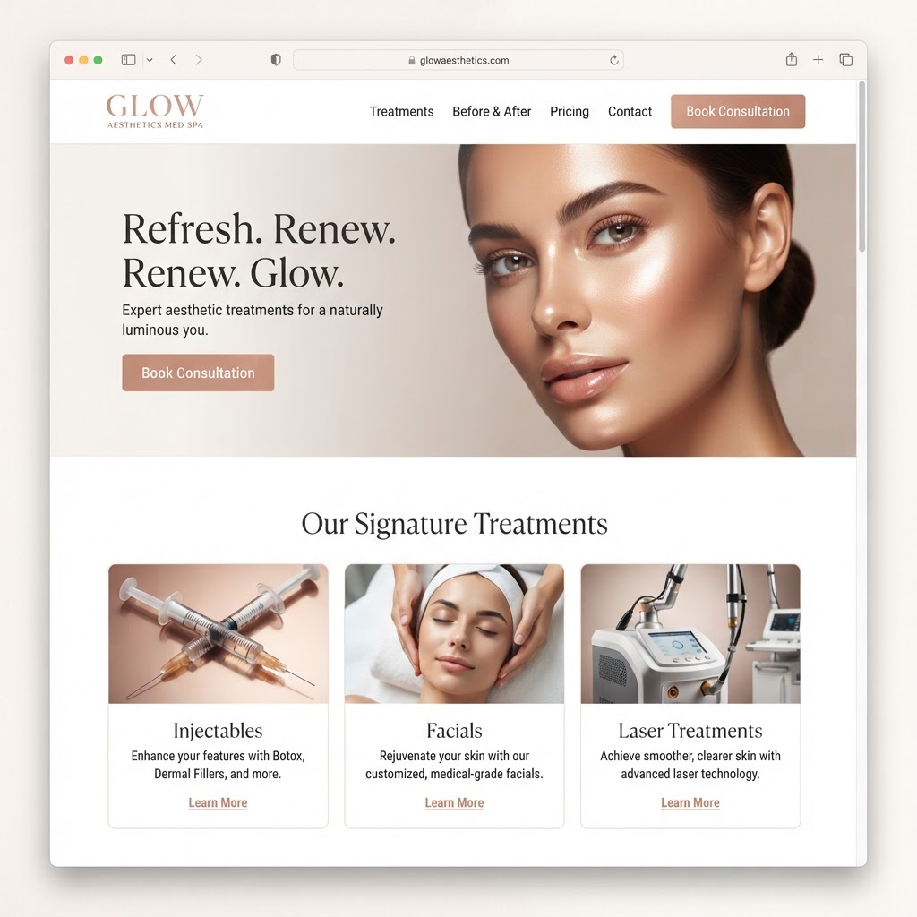 Med Spas & Aesthetics website example