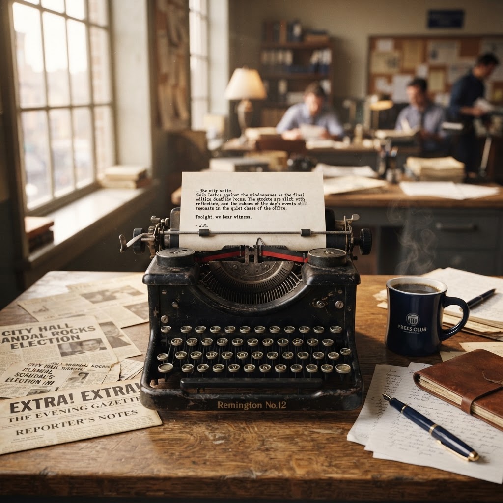 Vintage typewriter with coffee