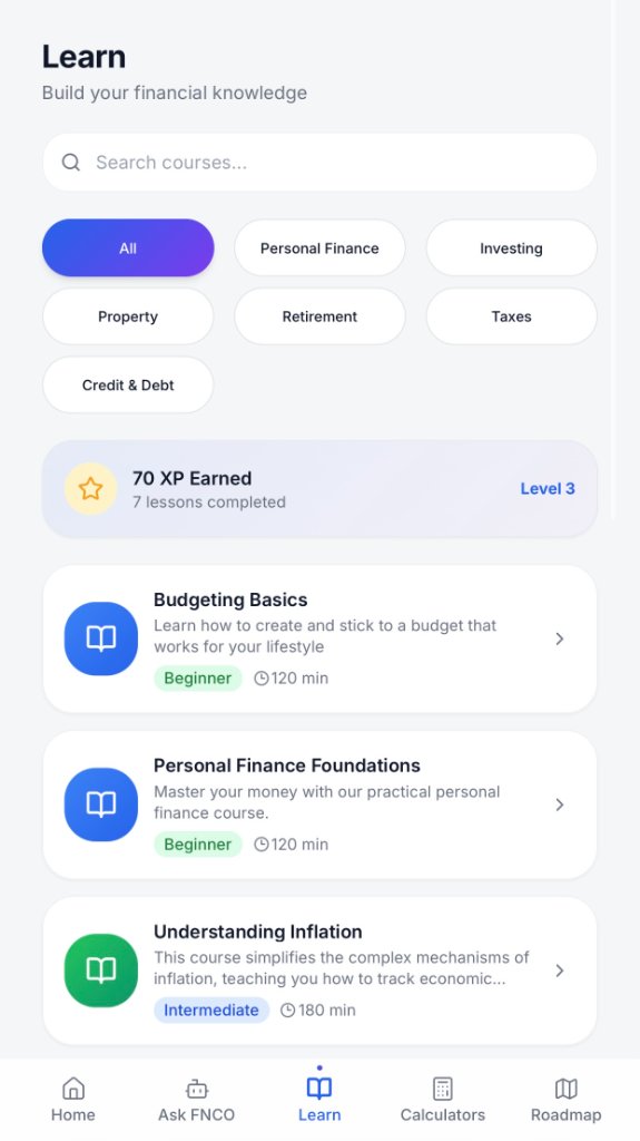 FNCO app screen 1