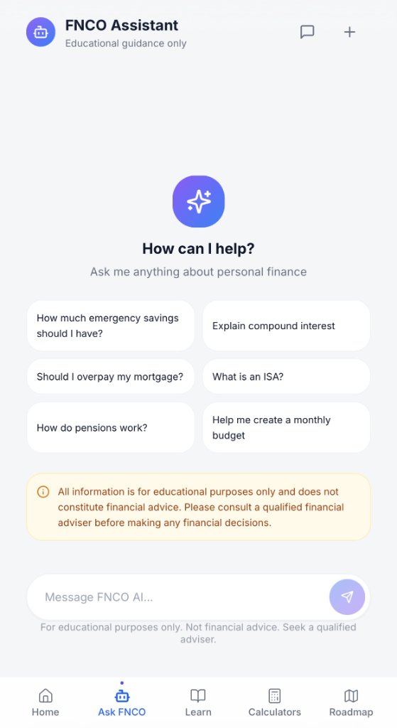FNCO app screen 2