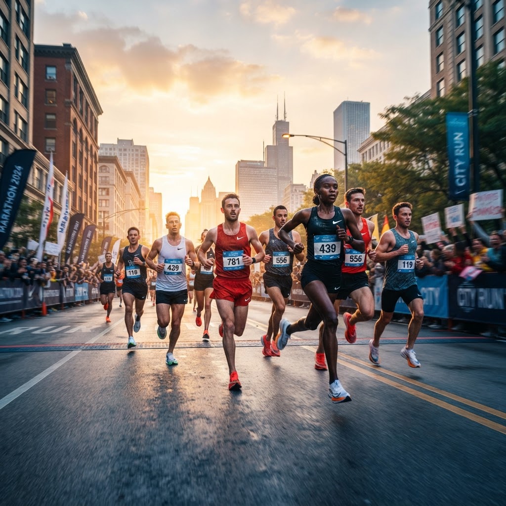 Runners competing in a marathon