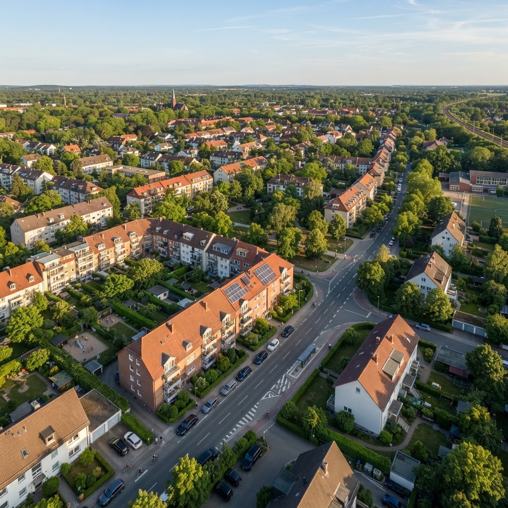 Luftbild einer Wohnnachbarschaft in Leutkirch im Allgäu
