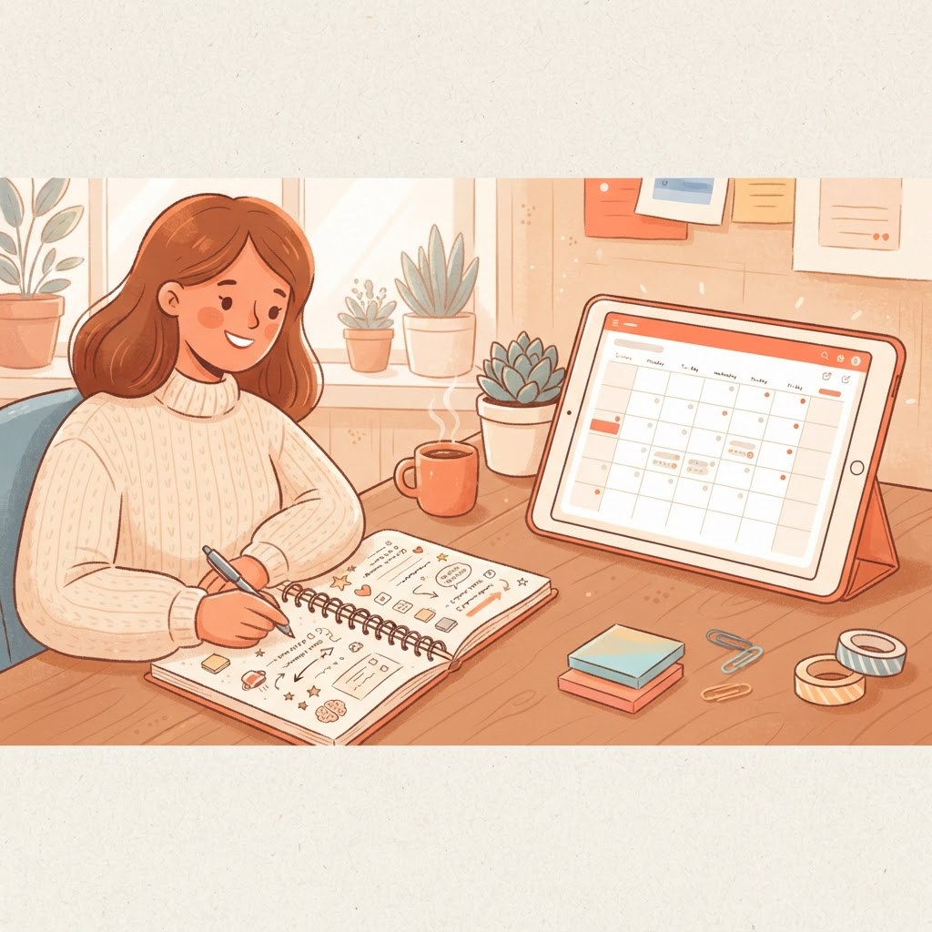 Why do some people prefer a notebook-style app over a plain grid calendar?