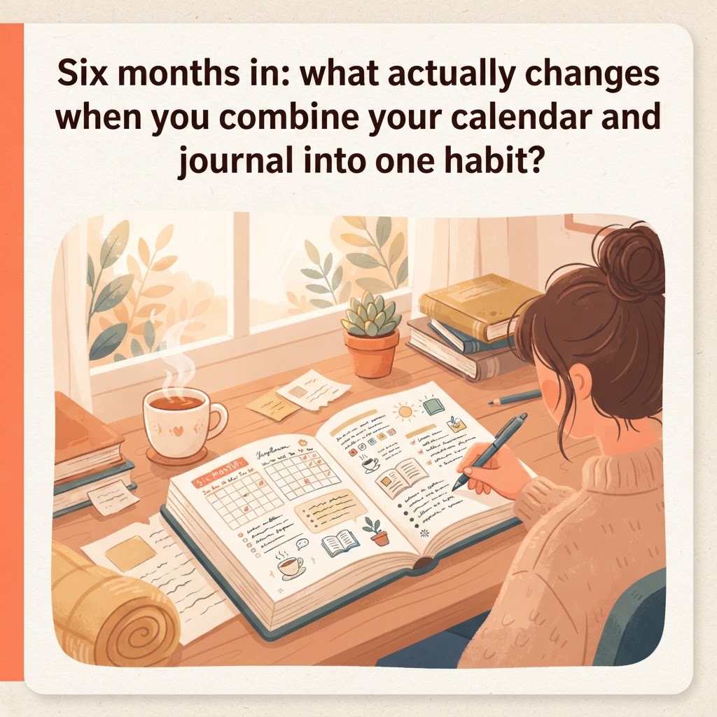 Six months in: what actually changes when you combine your calendar and journal into one habit?