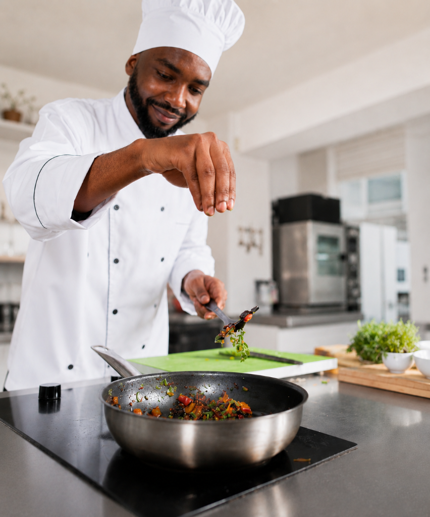 Chef preparing fresh meals in the Agape kitchen