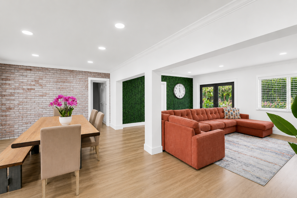 Open-concept dining and living area
