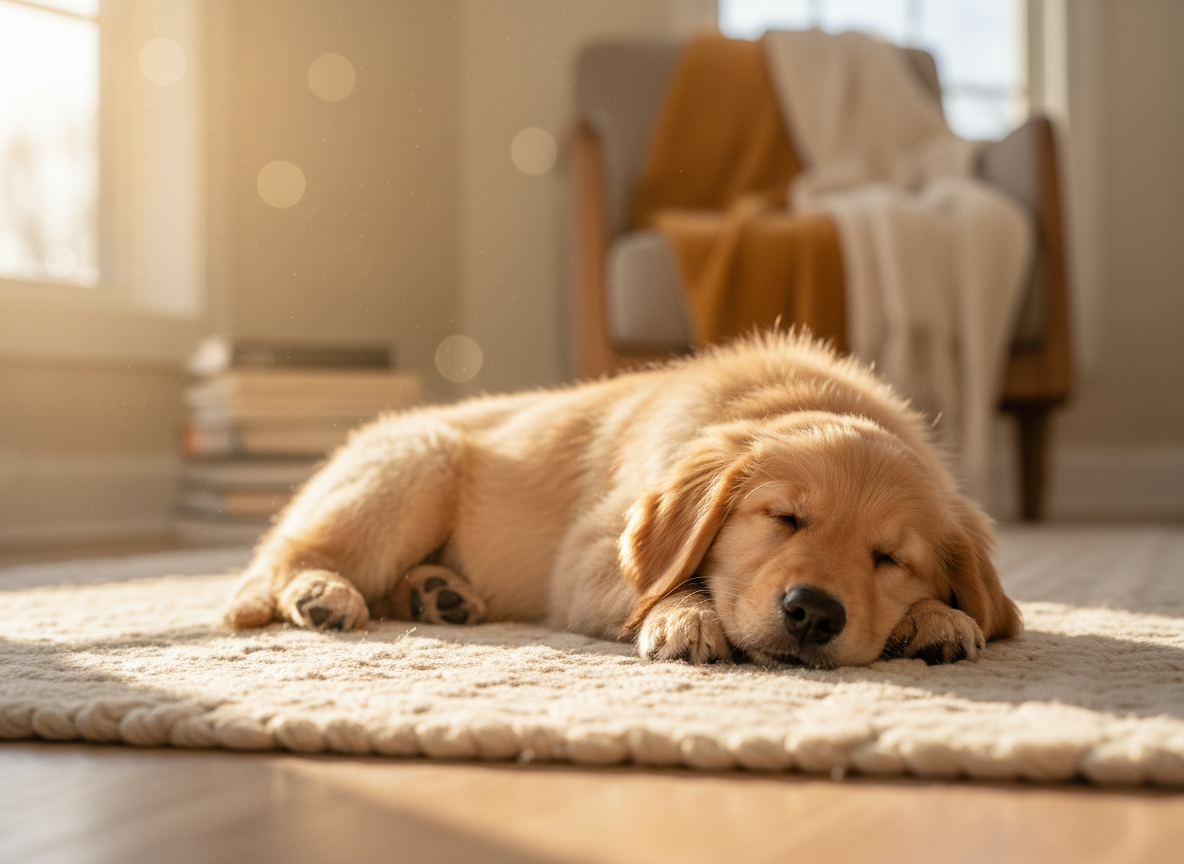 Pet feliz em ambiente aconchegante