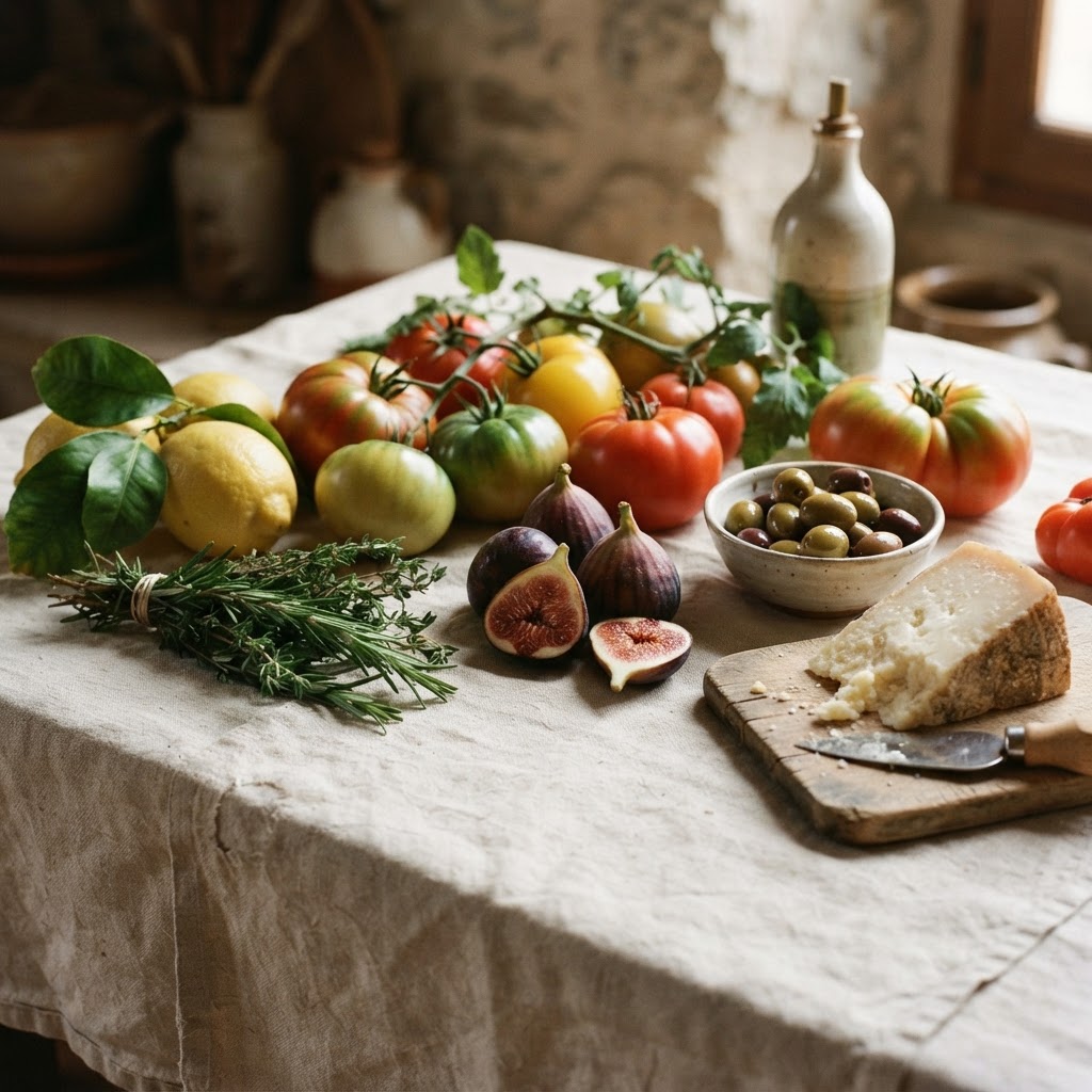 Seasonal local produce and pantry staples sourced from Ibiza suppliers