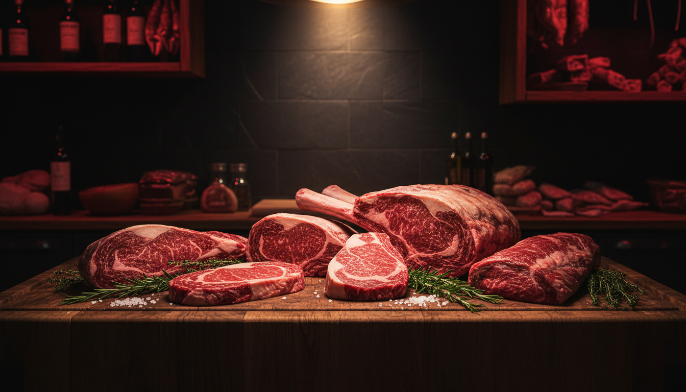Mostrador de La Carnicería de Cobos en Ciudad Jardín, Málaga, con cortes premium de carne