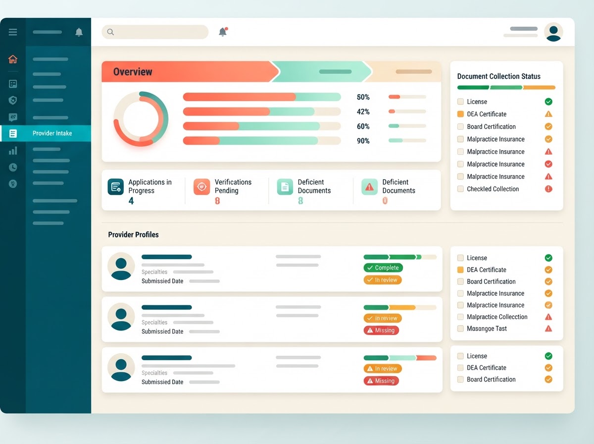 Provider directory with intake progress tracking