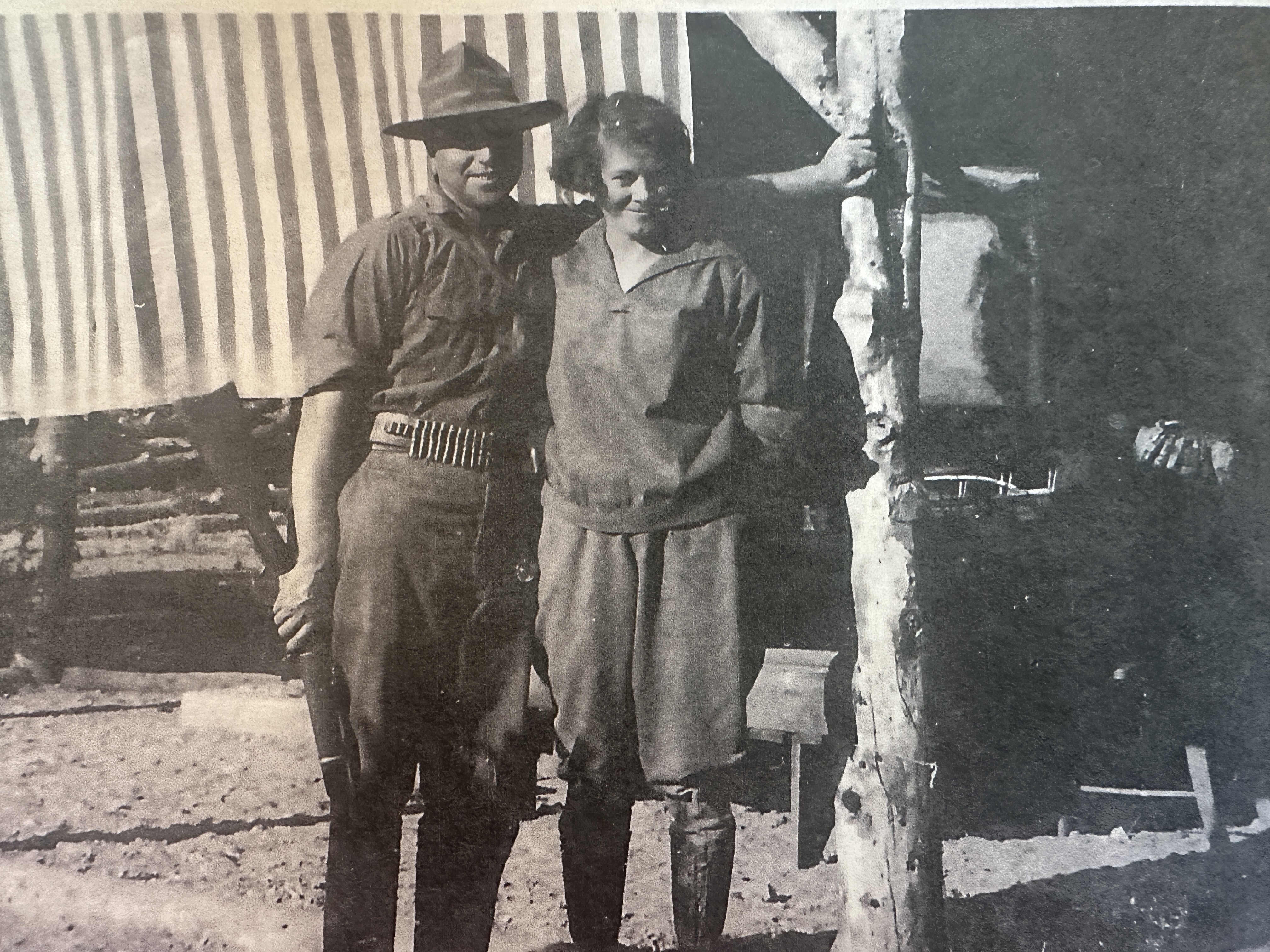 Archival photograph of two people in Lockwood Valley, date unknown
