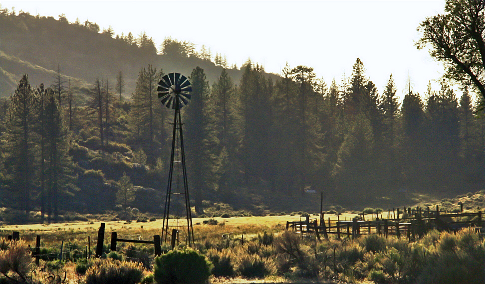 Old windmill at Mutau Flats in Los Padres National Forest