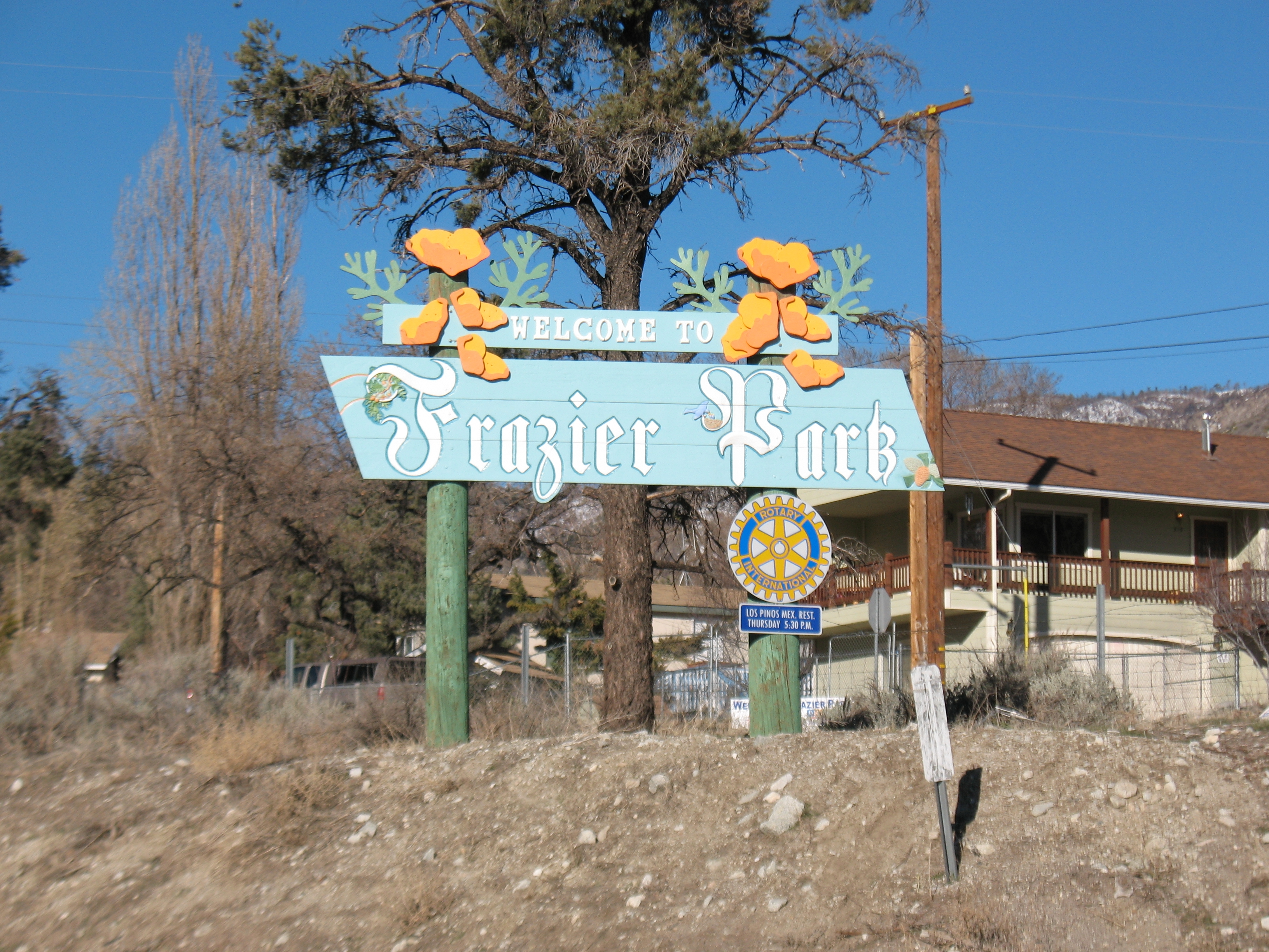 Welcome to Frazier Park community sign