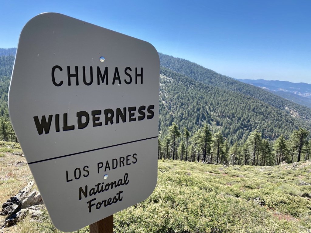 Chumash Wilderness sign on Mt. Pinos
