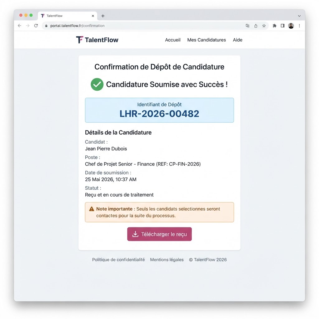 Capture : Récépissé de dépôt
