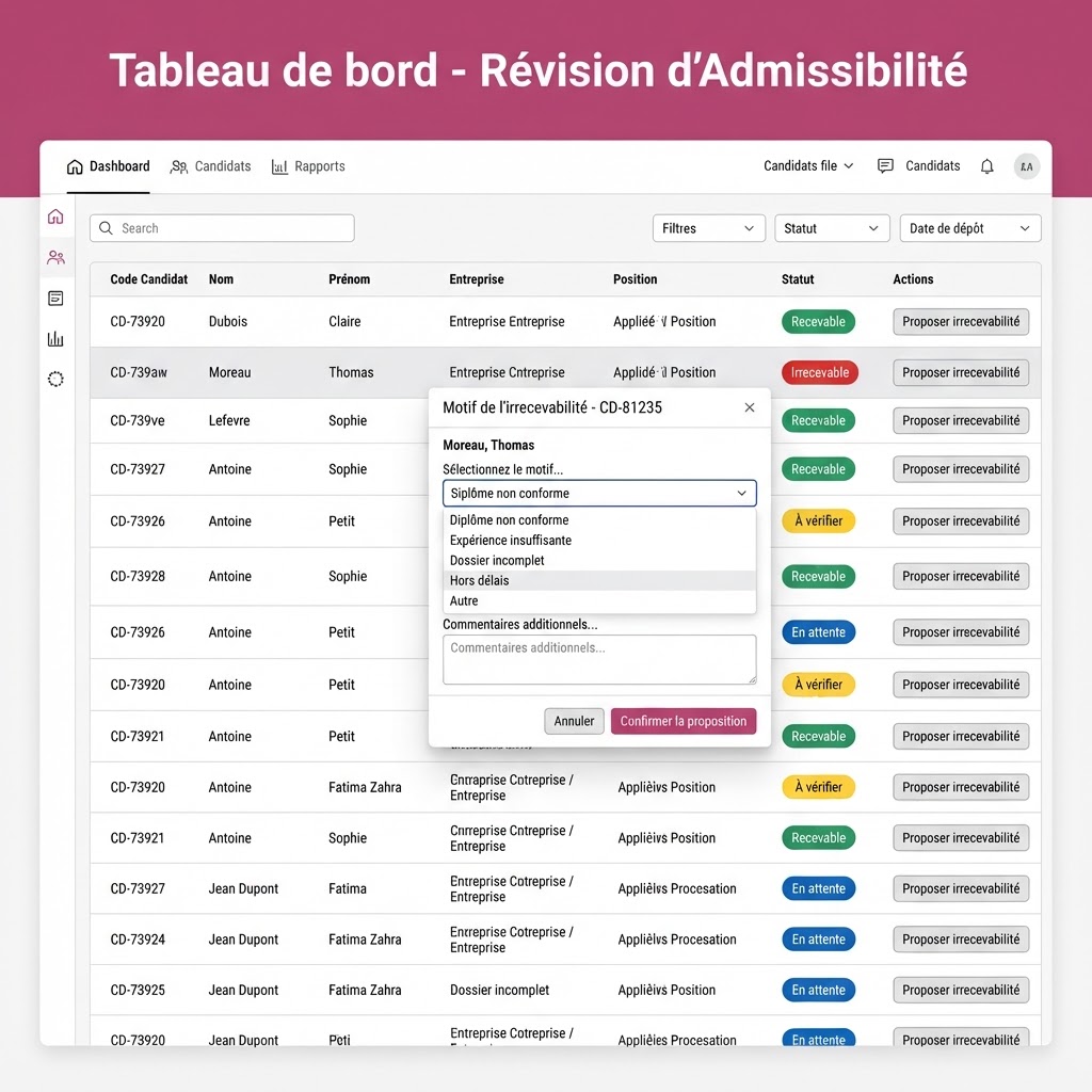 Capture : Page Recevabilité