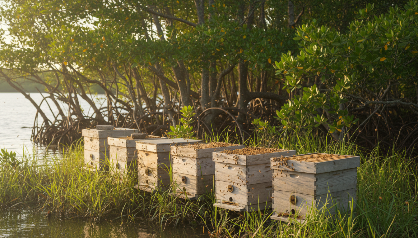 Beehives in Florida mangrove setting
