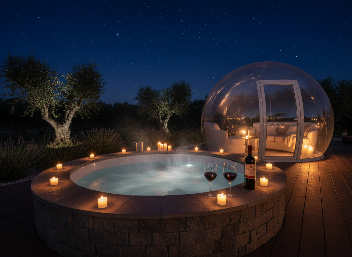 Jacuzzi privado bajo las estrellas