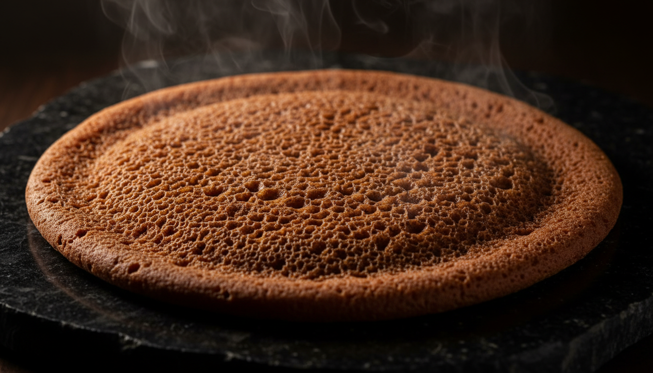Ethiopian Injera bread with dramatic lighting