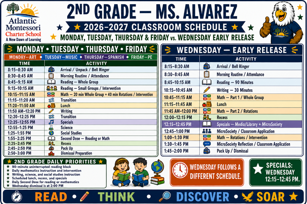 2nd Grade — Ms. Alvarez Classroom Schedule