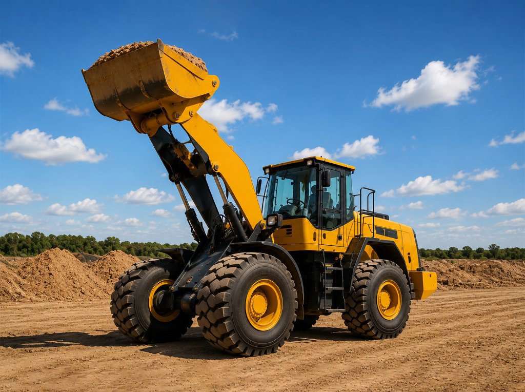 Yellow loader on a construction site