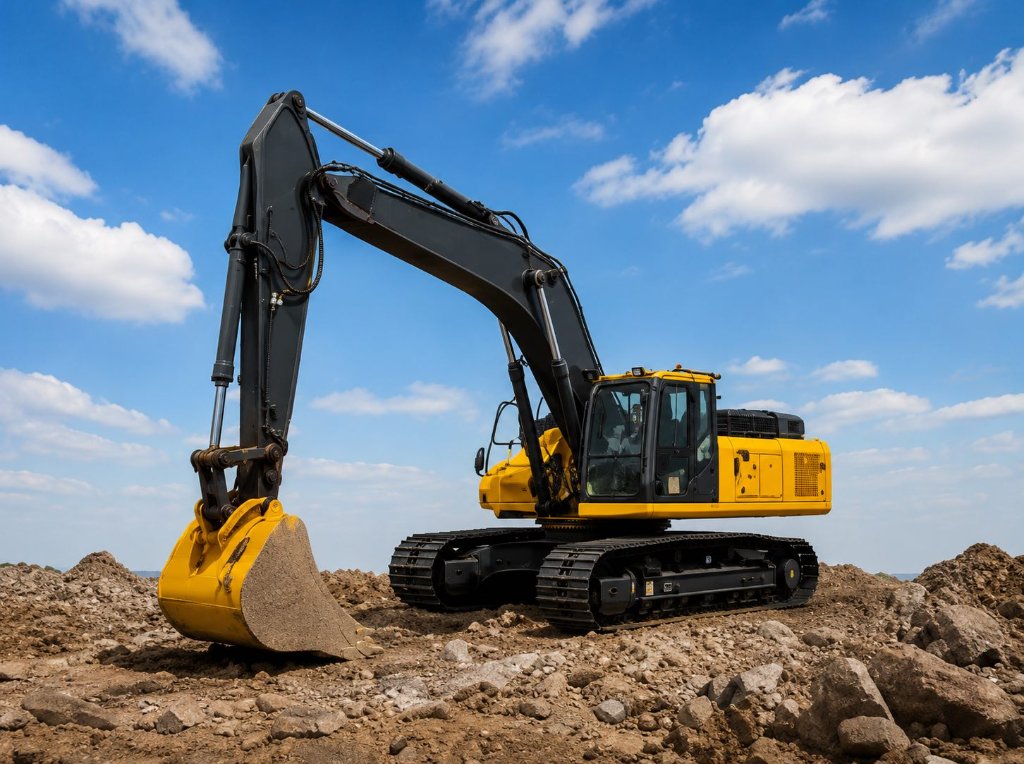 Excavator at work on construction site