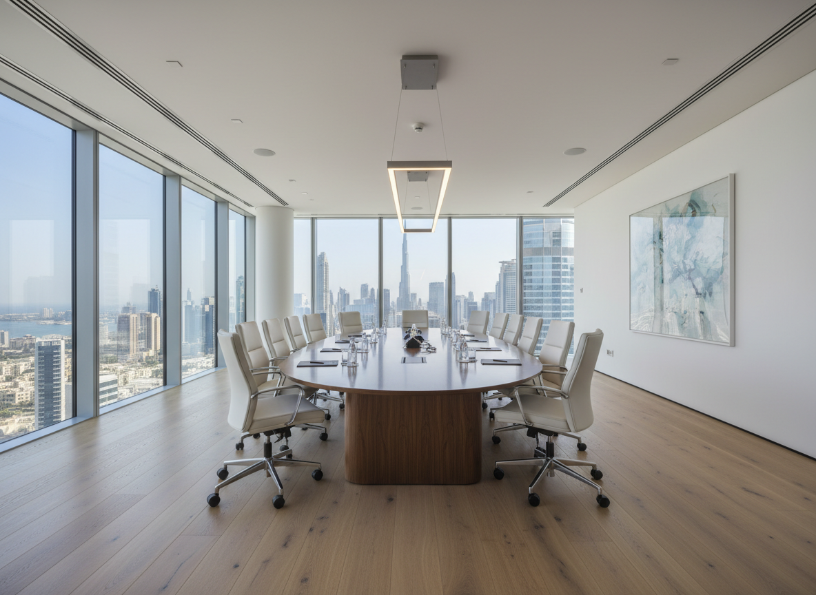 Engineered wood flooring in DIFC corporate office