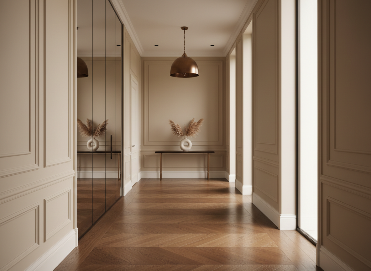 Chevron pattern flooring in Palm Jumeirah villa