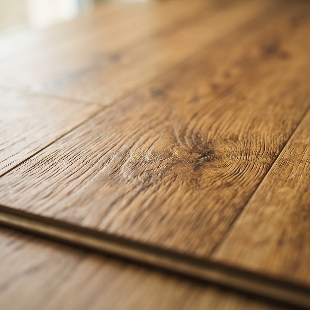 Close-up of Bene SPC flooring warm oak wood grain texture — Floor Woods Dubai