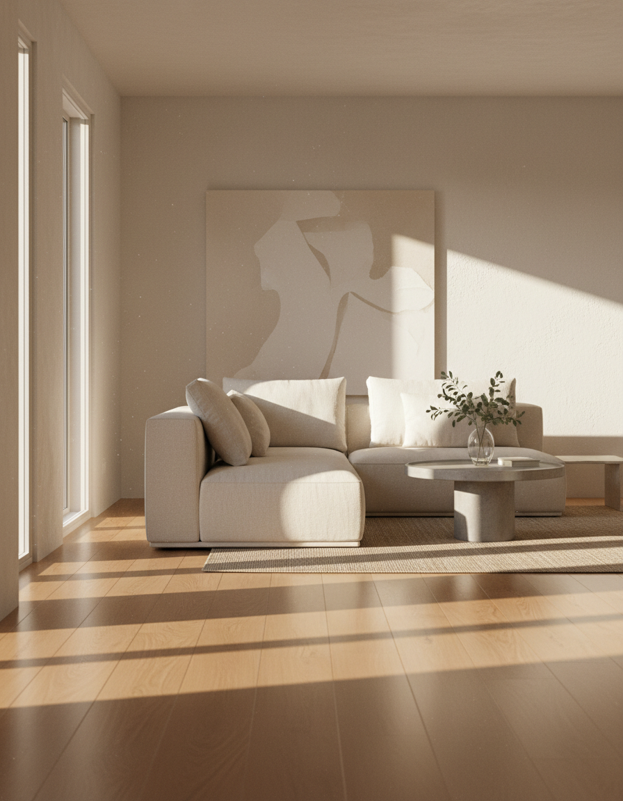 Sunlit serene living room