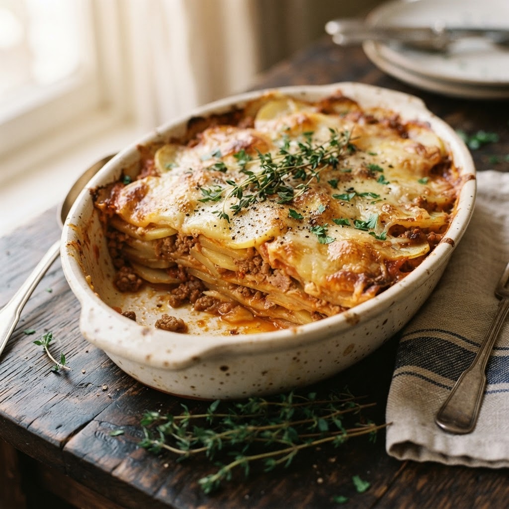 Lasaña de patatas con carne molida (Low Carb Flexible)