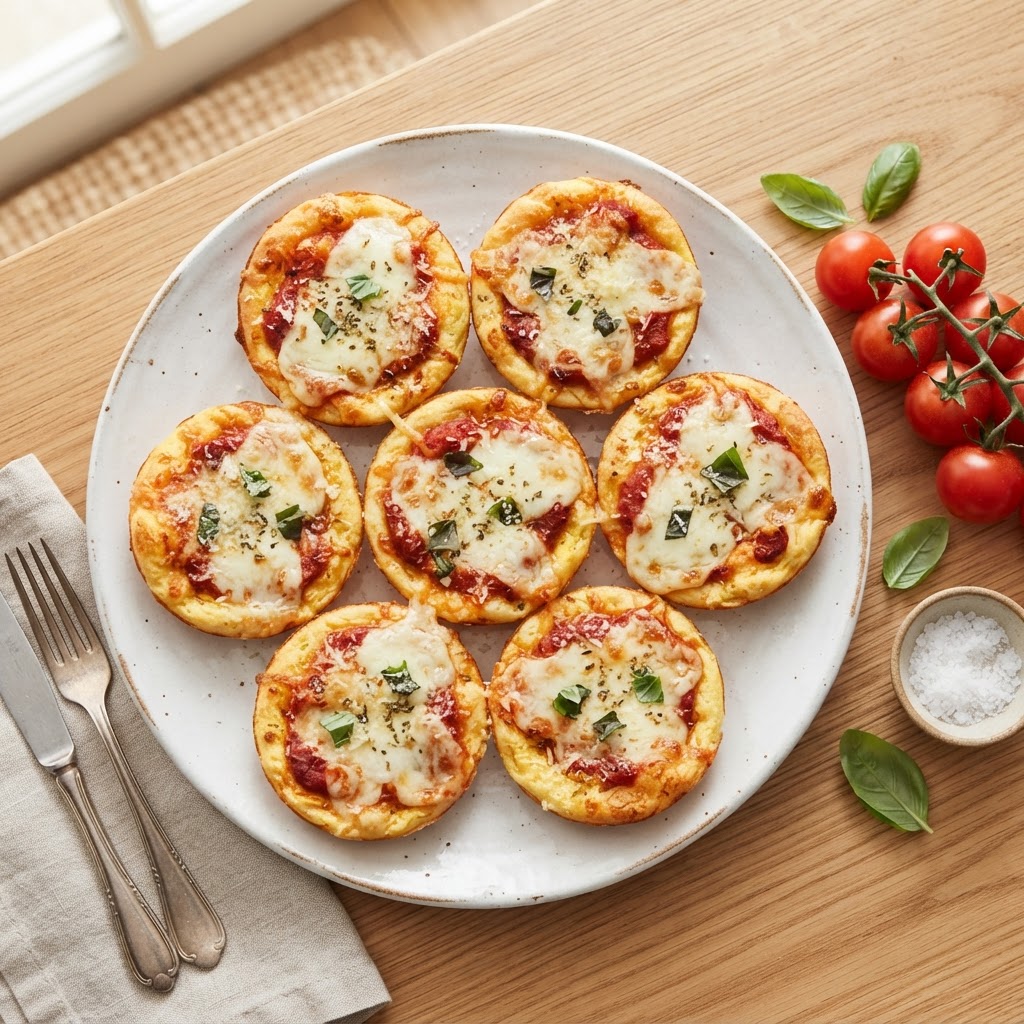 Mini pizzas de huevo