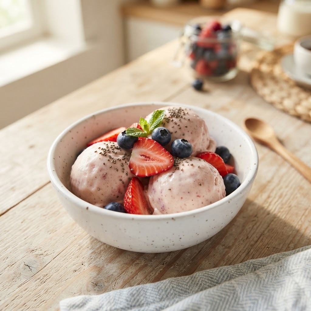 Helado de plátano y fresa