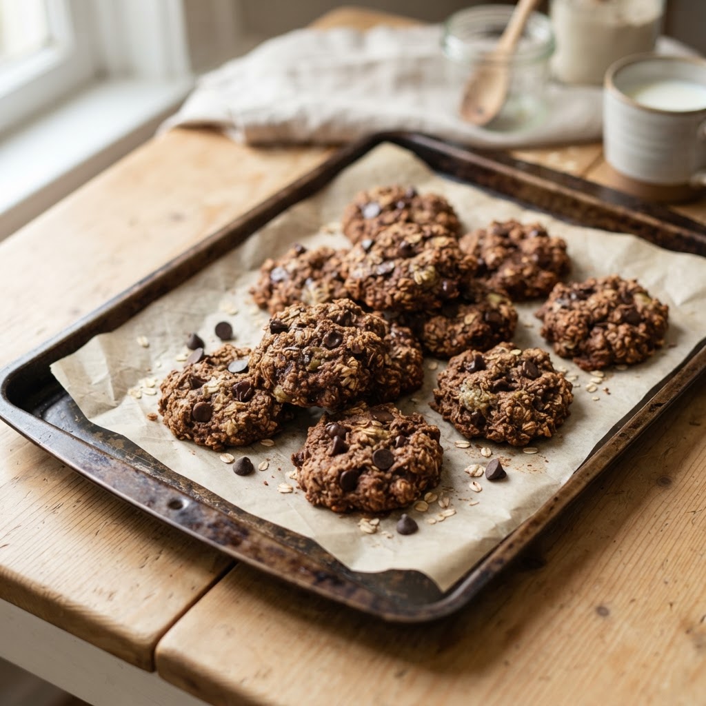Galletas de avena, plátano y cacao