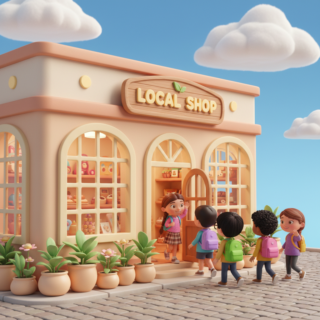 Local shop storefront illustration