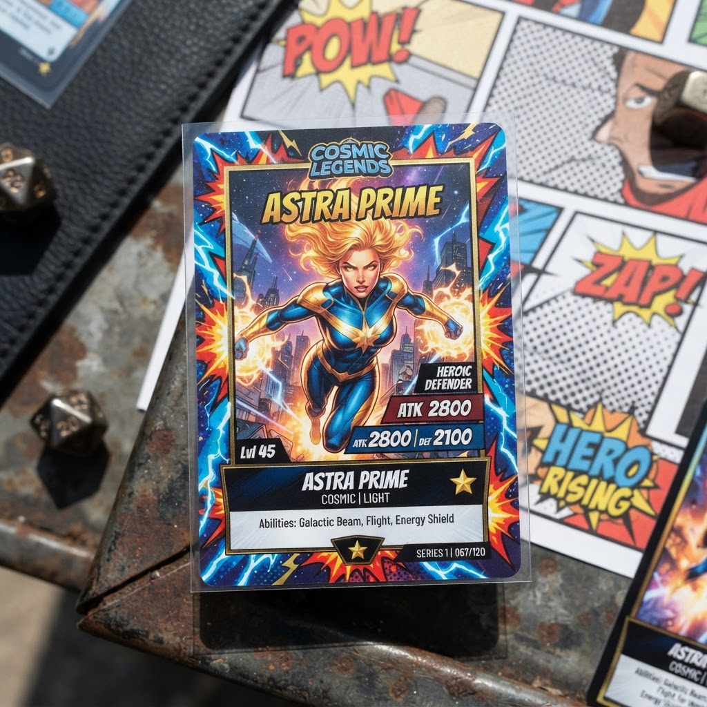 Superhero trading card