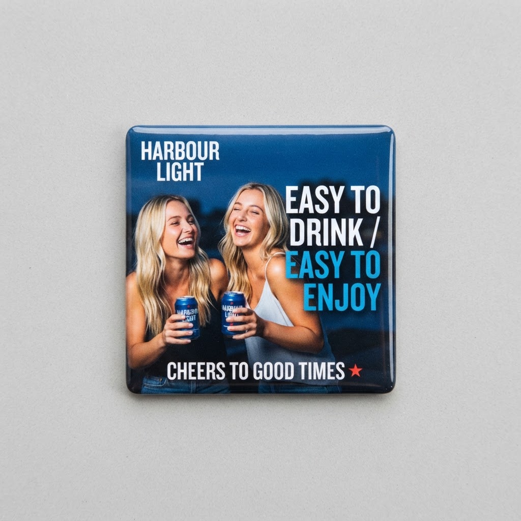 Concept example of a custom branded photo magnet — Beverage / Lifestyle