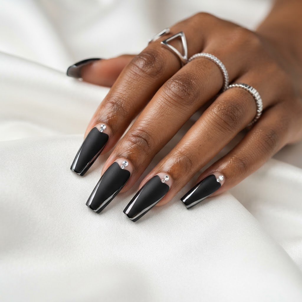 Matte black with chrome stripe