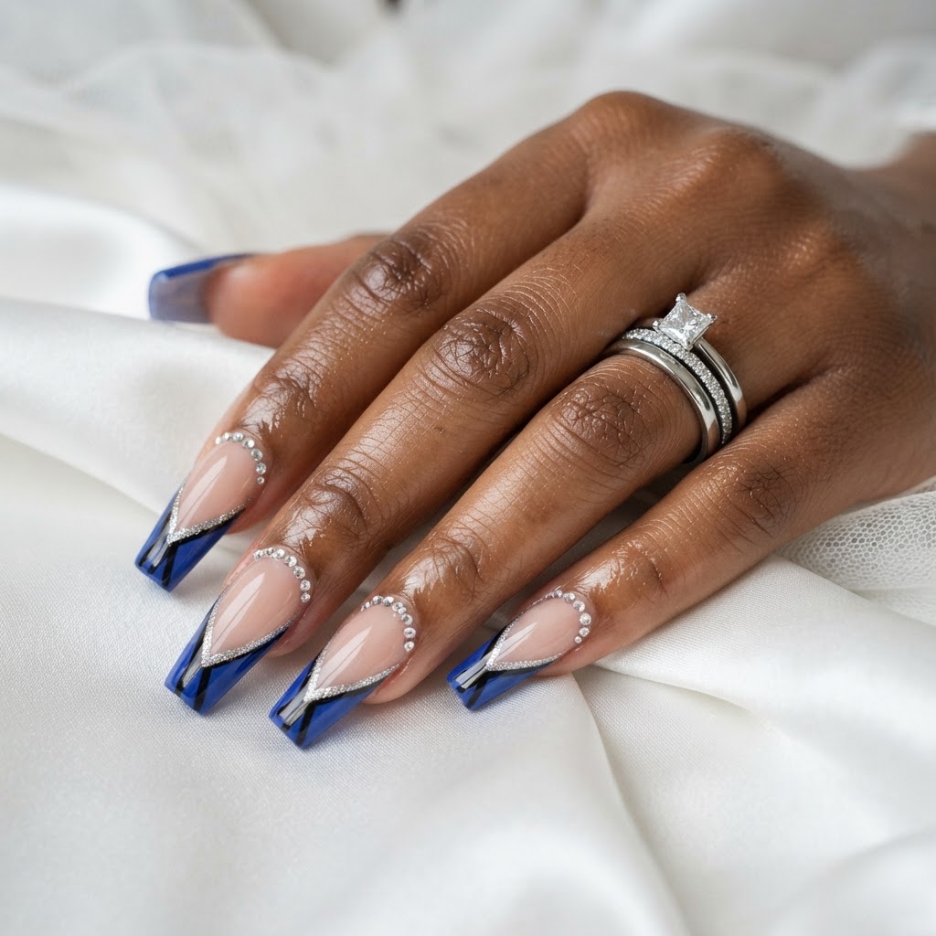 Royal blue striped French