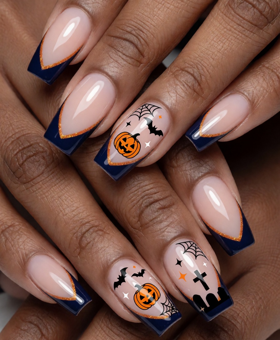 Midnight French with Halloween accents