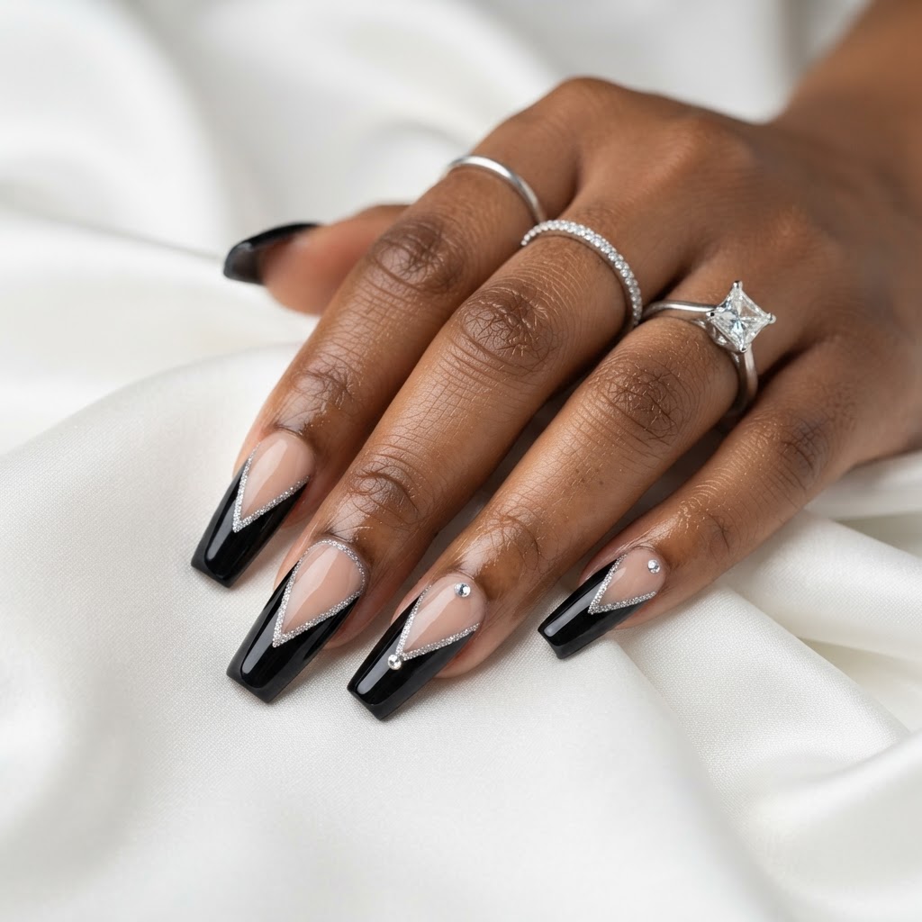 Black negative-space V French
