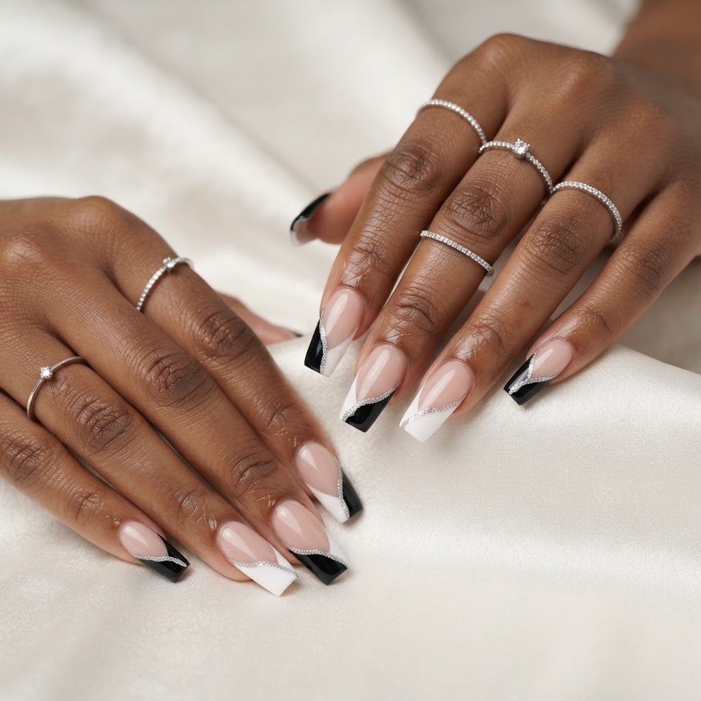 Black & white diagonal French
